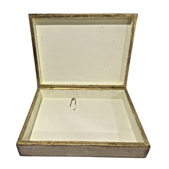 Vintage Italian Florentine Wooden Box Gilded Gold Green Red Wood Storage Case - Picture 7 of 12